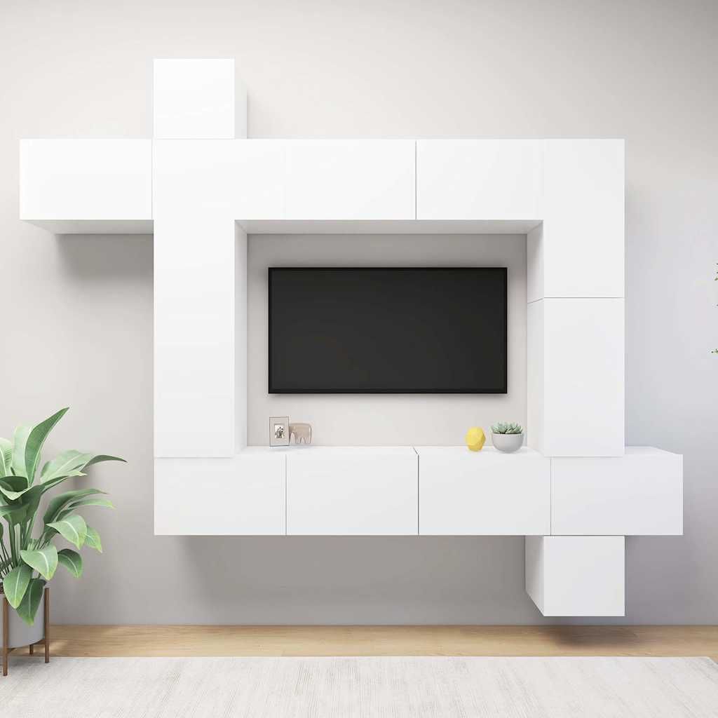 Set Mobili Porta TV 9 pz Bianco in Legno Multistrato vidaXL