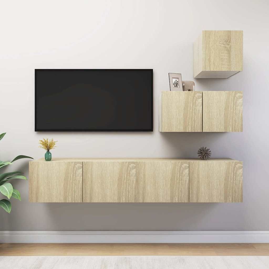 Set di Mobili Porta TV 4 pz Rovere Sonoma in Legno Multistrato vidaXL