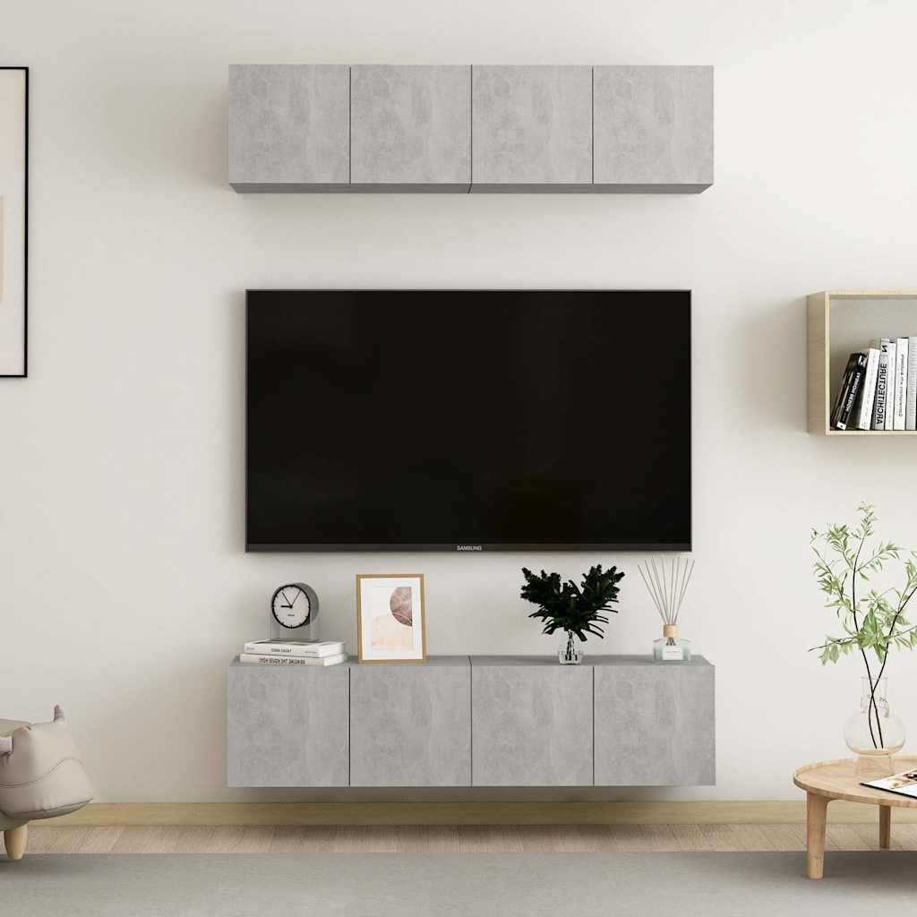 Mobili TV 4 pz Grigio Cemento 60x30x30 cm in Legno Multistrato vidaXL