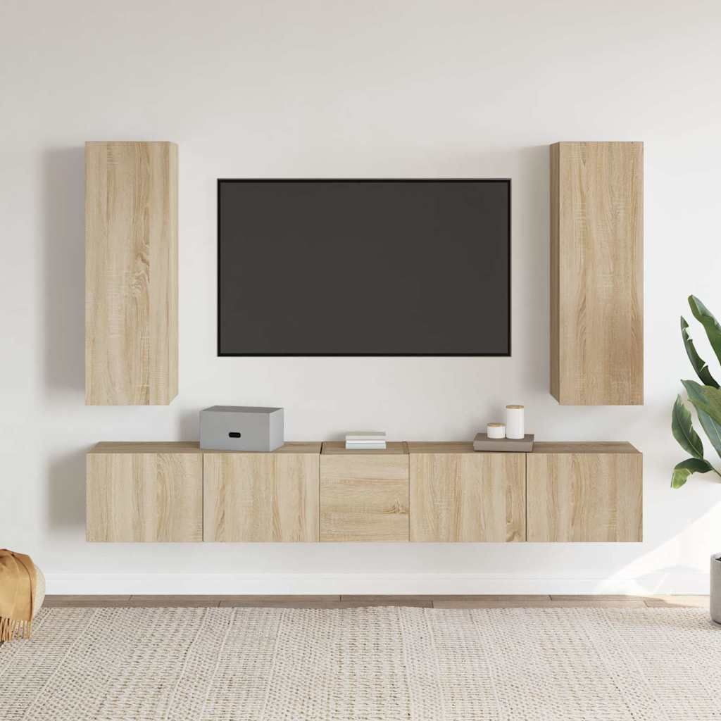 Set di Mobili Porta TV 5 pz Rovere Sonoma in Legno Multistrato vidaXL