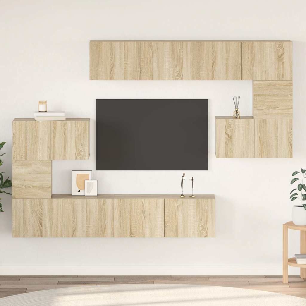 Set Mobili Porta TV 8pz Rovere Sonoma in Legno Multistrato vidaXL