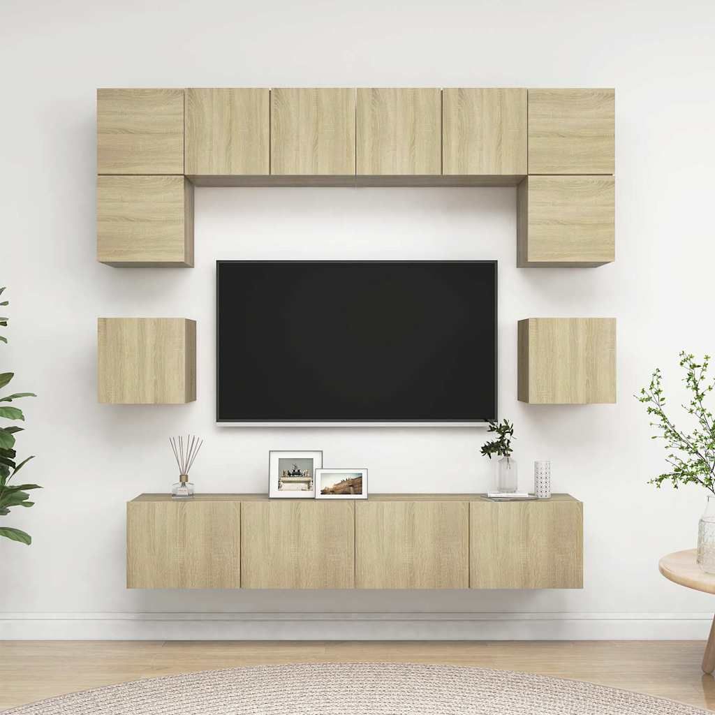 Set di Mobili TV 8 pz Rovere Sonoma in Legno Multistrato vidaXL