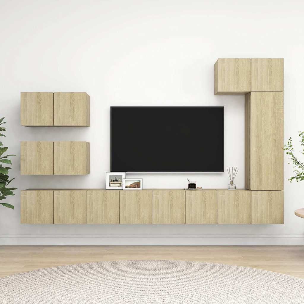 Set di Mobili Porta TV 8 pz Rovere Sonoma in Legno Multistrato vidaXL
