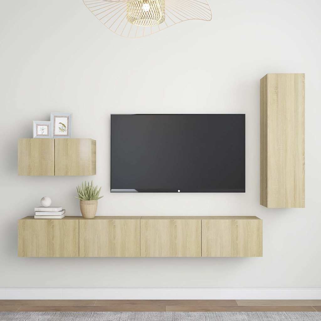 Set di Mobili Porta TV 4 pz Rovere Sonoma in Legno Multistrato vidaXL