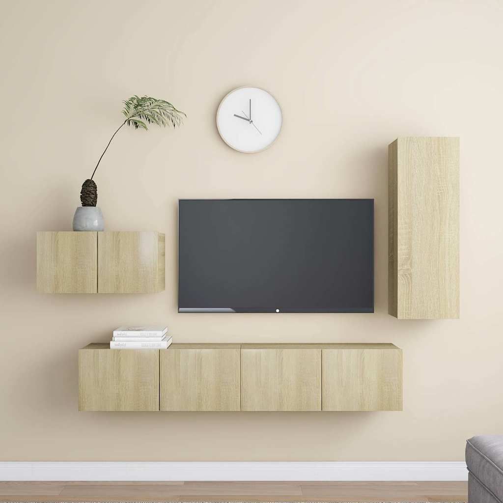 Set di Mobili Porta TV 4 pz Rovere Sonoma in Legno Multistrato vidaXL