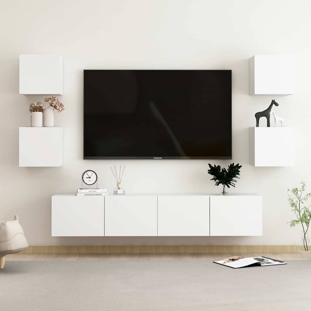 Set Mobili Porta TV 6 pz Bianco in Legno Multistrato vidaXL