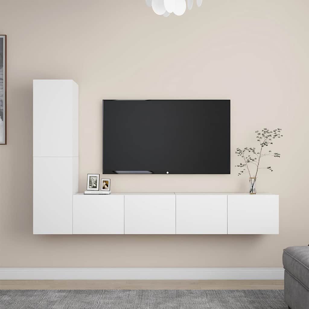 Set Mobili Porta TV 4 pz Bianco in Legno Multistrato vidaXL