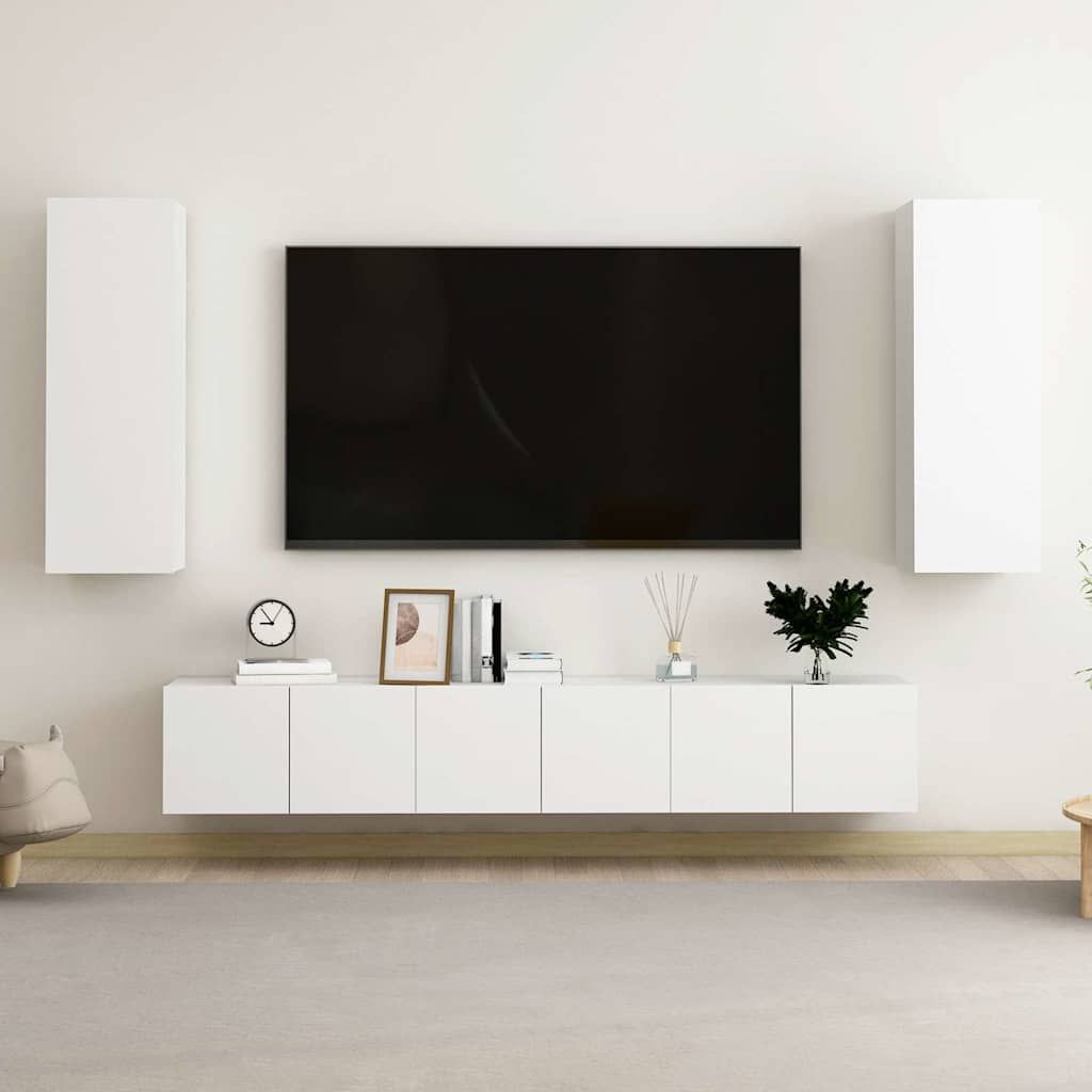 Set Mobili Porta TV 5 pz Bianco in Legno Multistrato vidaXL