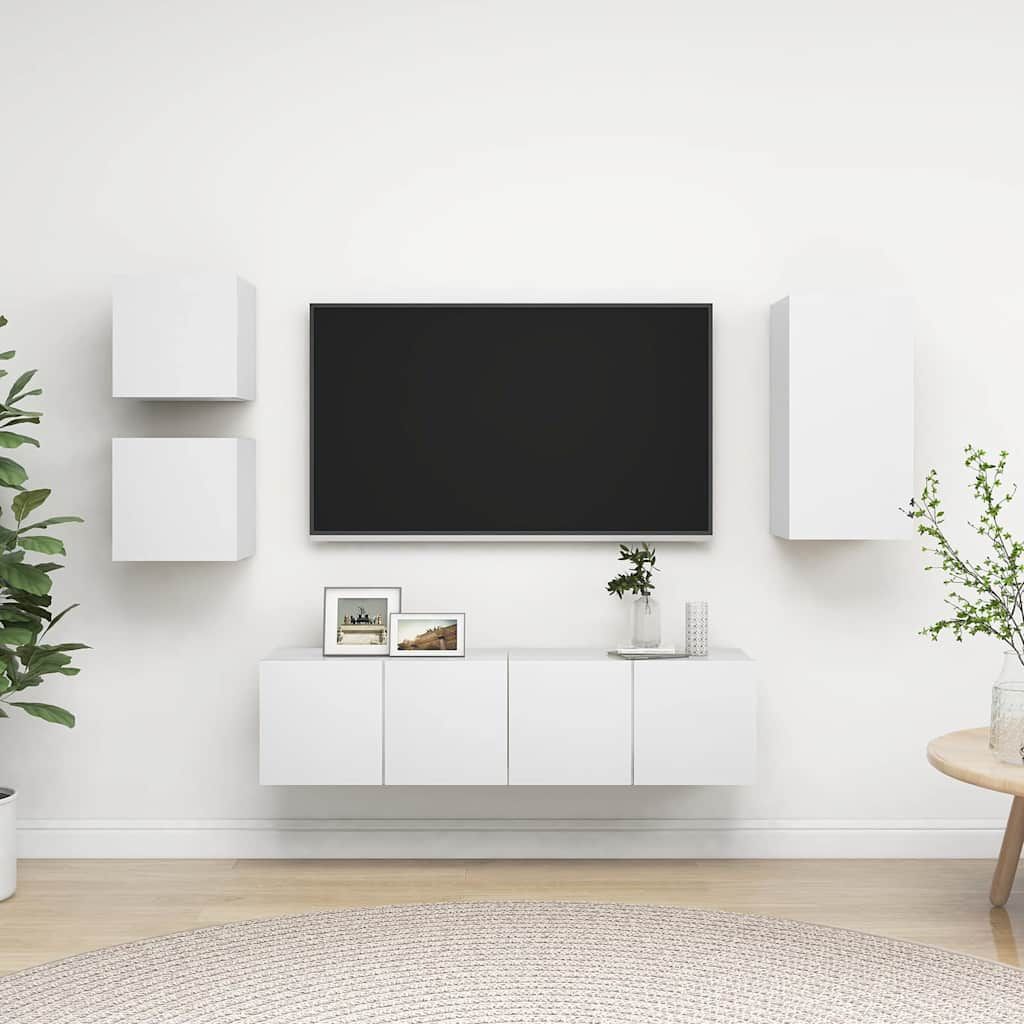 Set di Mobili Porta TV 5 pz Bianco in Legno Multistrato vidaXL