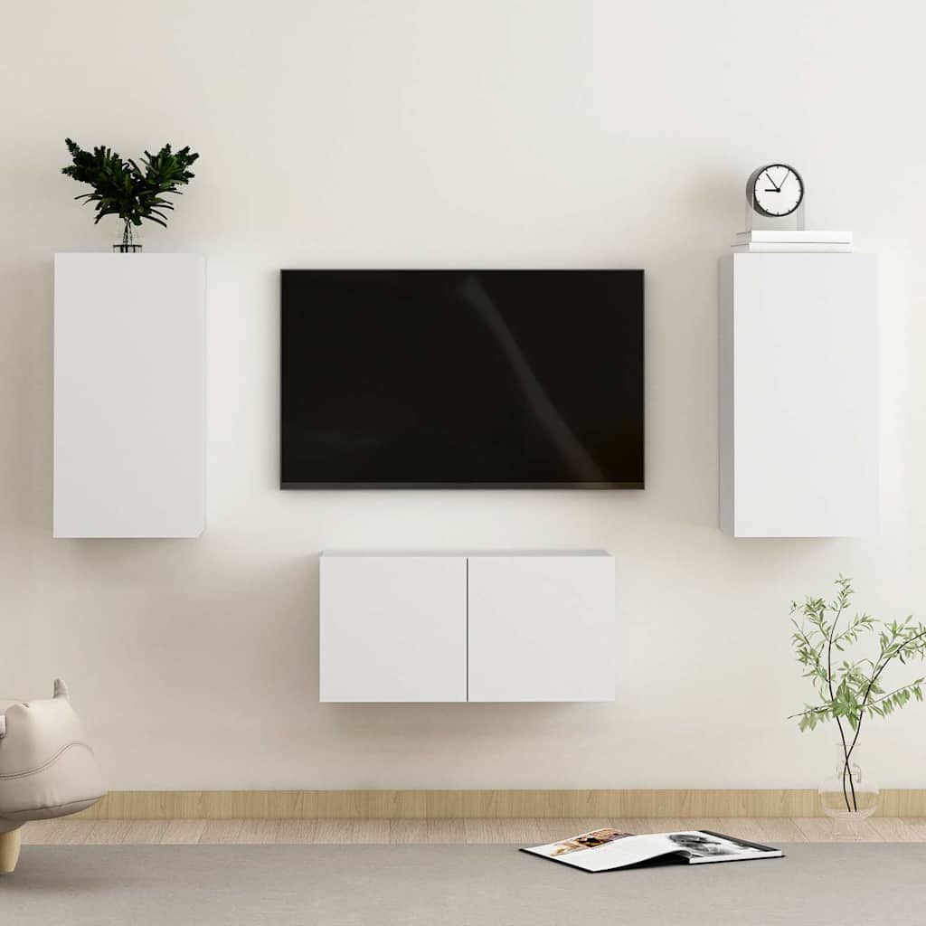 Set Mobili Porta TV 3 pz Bianco in Legno Multistrato vidaXL