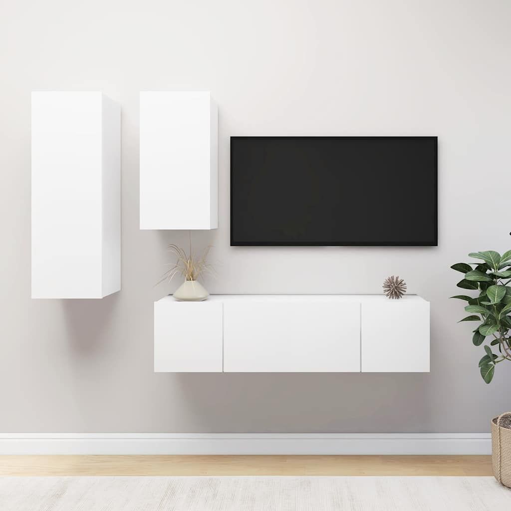 Set di Mobili Porta TV 4 pz Bianco in Legno Multistrato vidaXL