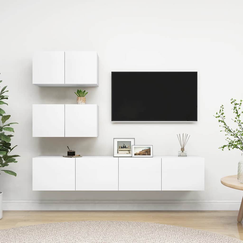 Set Mobili Porta TV 4 pz Bianco in Legno Multistrato vidaXL