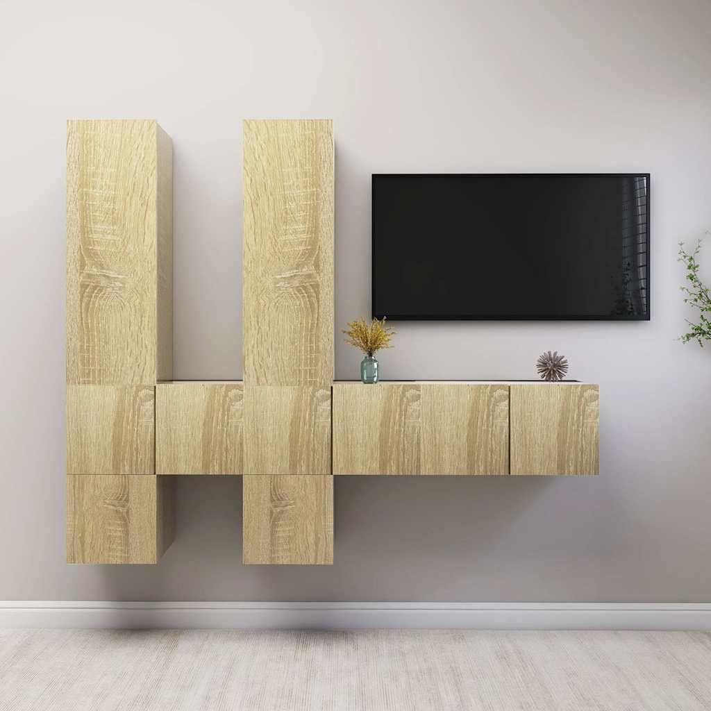 Set di Mobili Porta TV 7 pz Rovere Sonoma in Legno Multistrato vidaXL