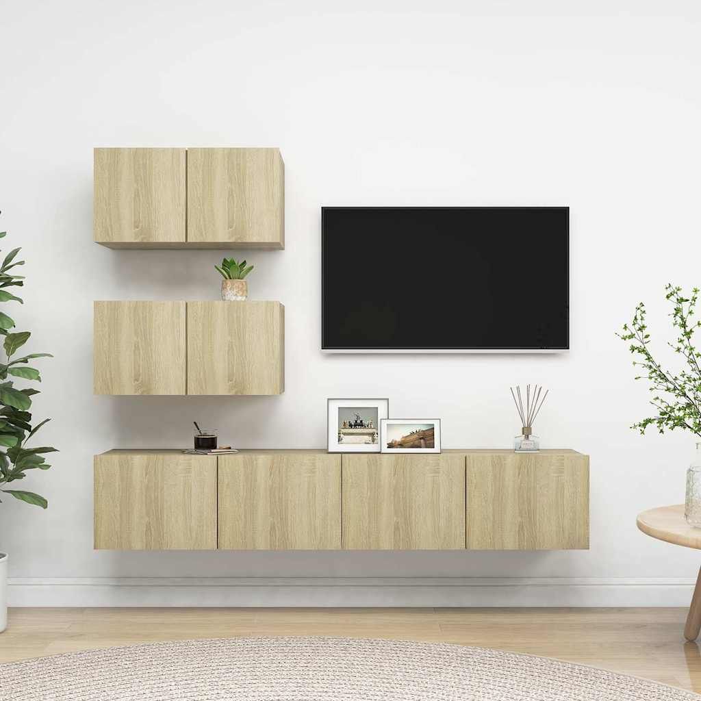Set di Mobili Porta TV 4 pz Rovere Sonoma in Legno Multistrato vidaXL