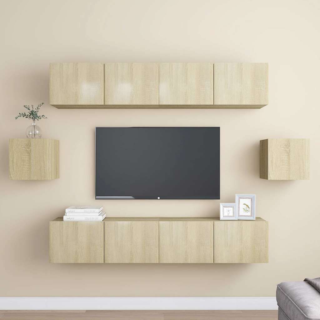 Set di Mobili Porta TV 6 pz Rovere Sonoma in Legno Multistrato vidaXL