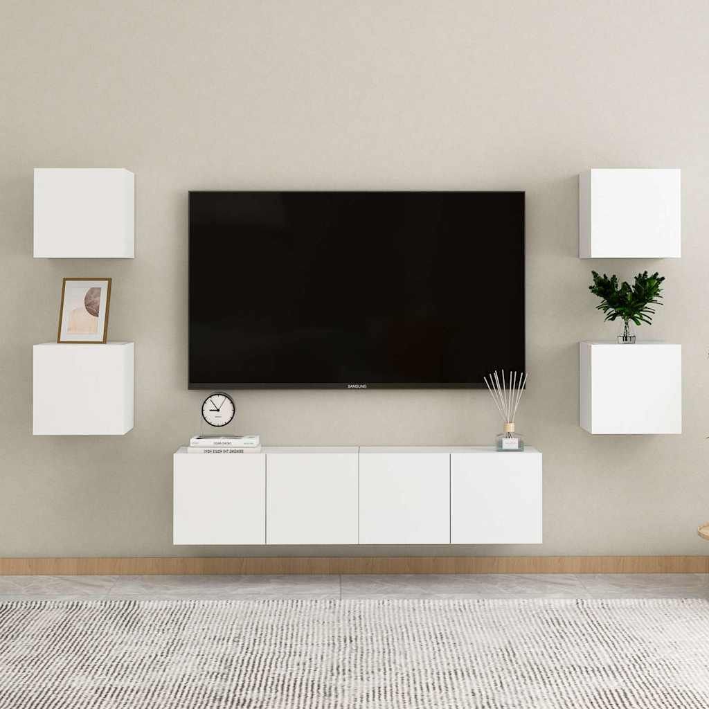 Set di Mobili Porta TV 6 pz Bianco in Legno Multistrato vidaXL