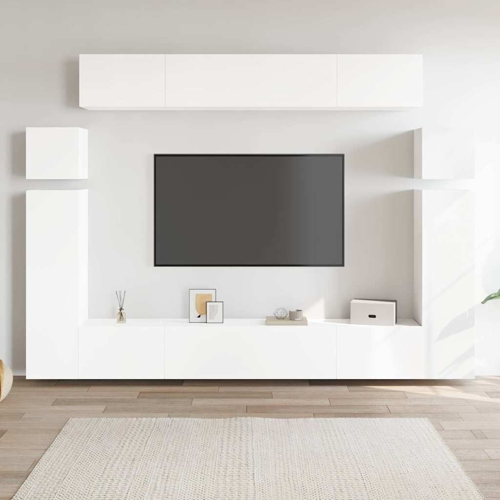Set Mobili Porta TV 8 pz Bianco in Legno Multistrato vidaXL