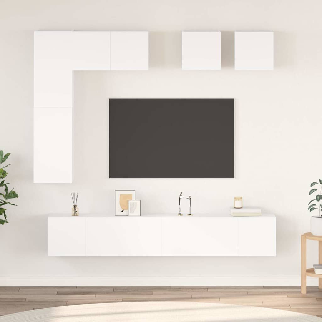 Set Mobili Porta TV 8 pz Bianco in Legno Multistrato vidaXL