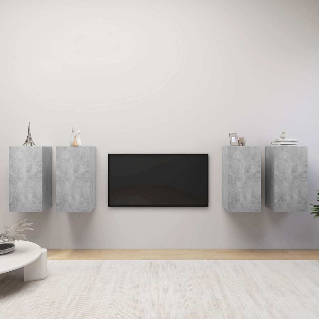 Mobili Porta TV 4 pz Grigio Cemento 30,5x30x60 cm Multistrato vidaXL