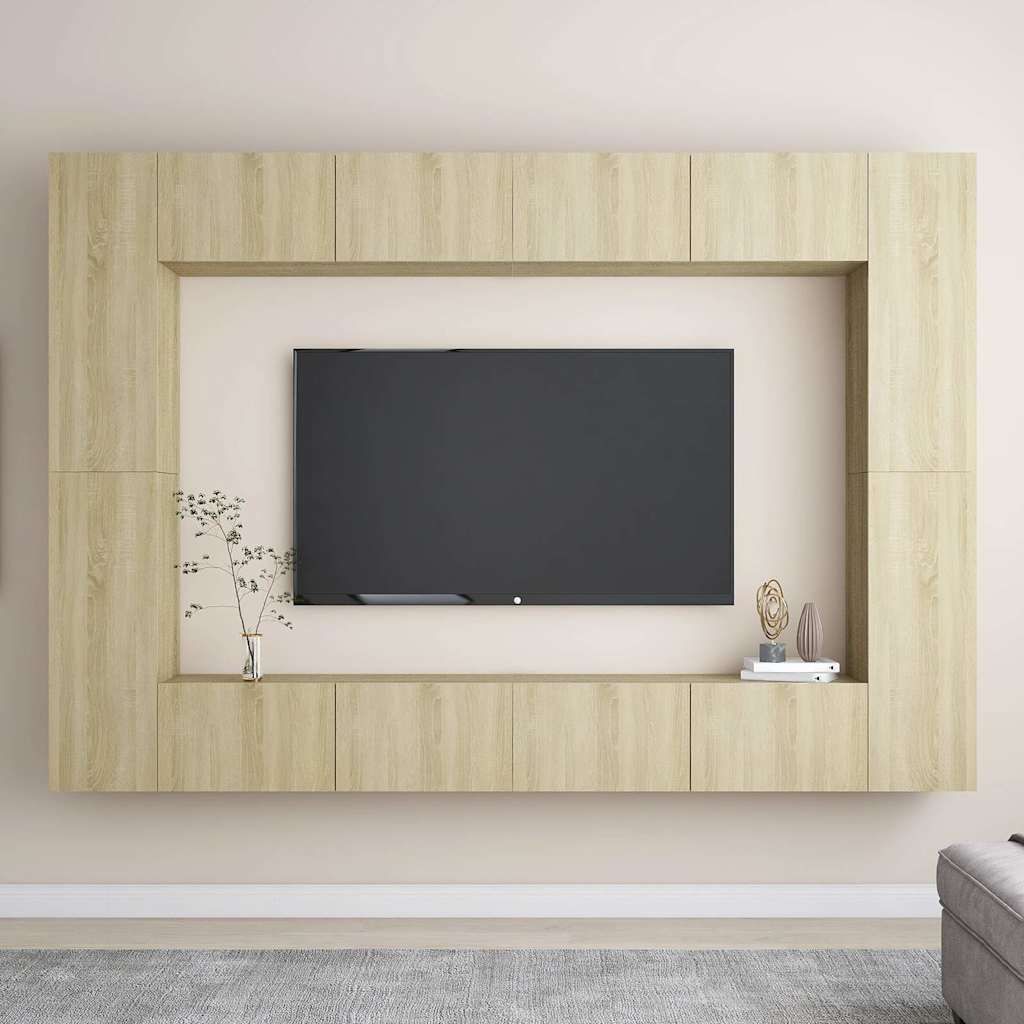 Set di Mobili Porta TV 8 pz Rovere Sonoma in Legno Multistrato vidaXL