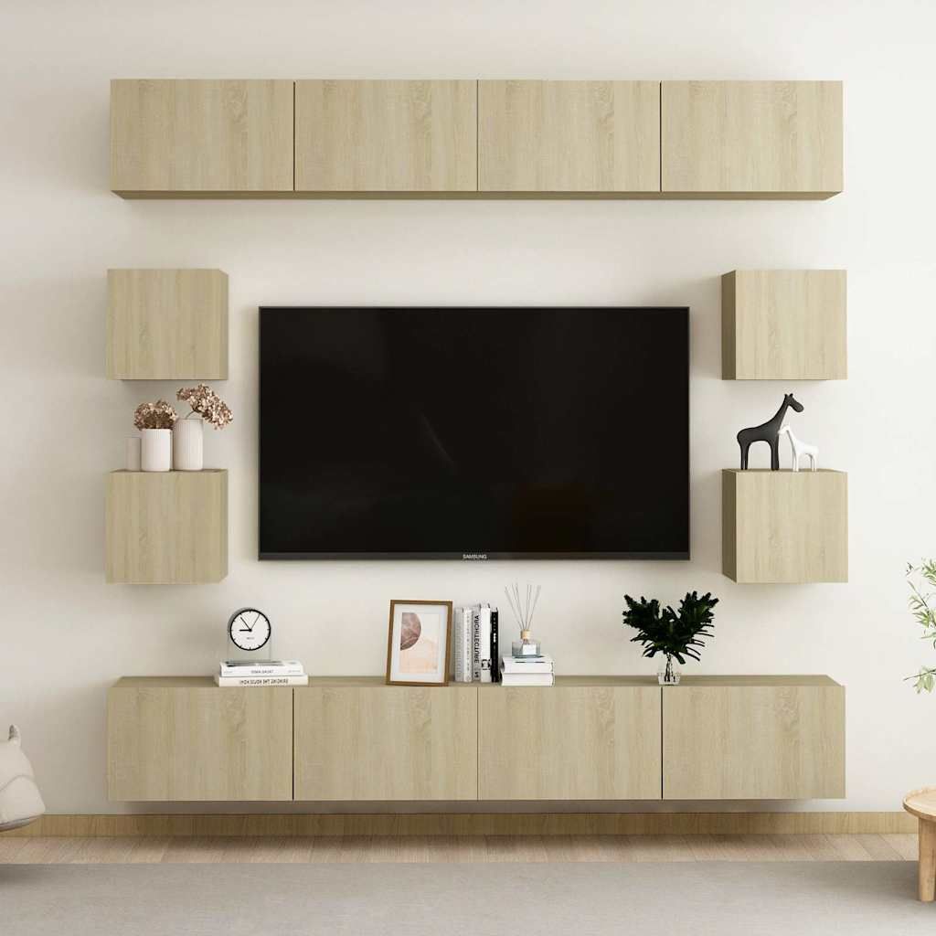 Set di Mobili Porta TV 8 pz Rovere Sonoma in Legno Multistrato vidaXL