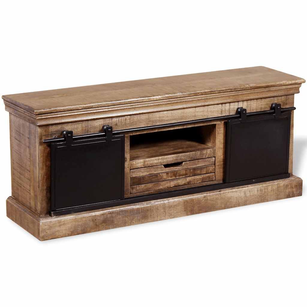 Mobile TV 2 Porte Scorrevoli Legno Massello Mango 110x30x45 cm vidaXL