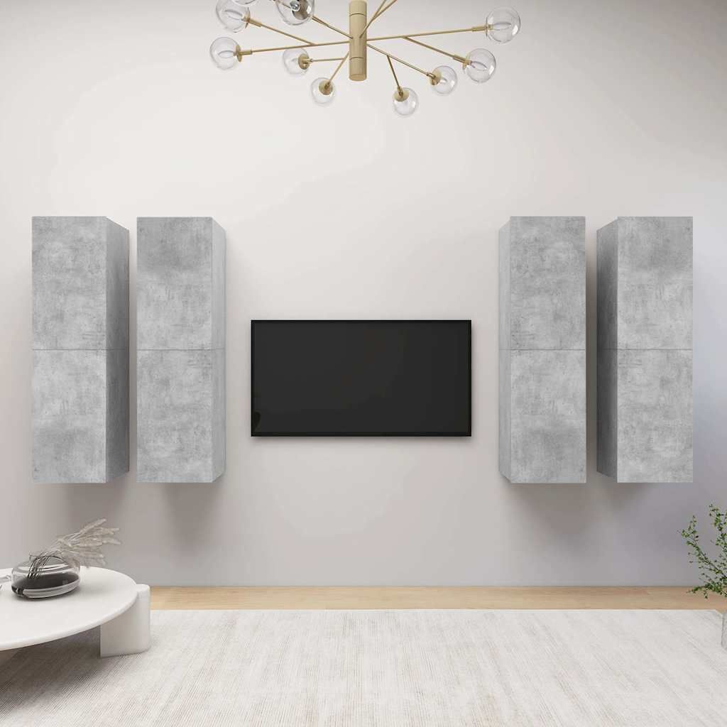 Mobili TV 4 pz Grigio Cemento 30,5x30x110 cm Legno Multistrato vidaXL