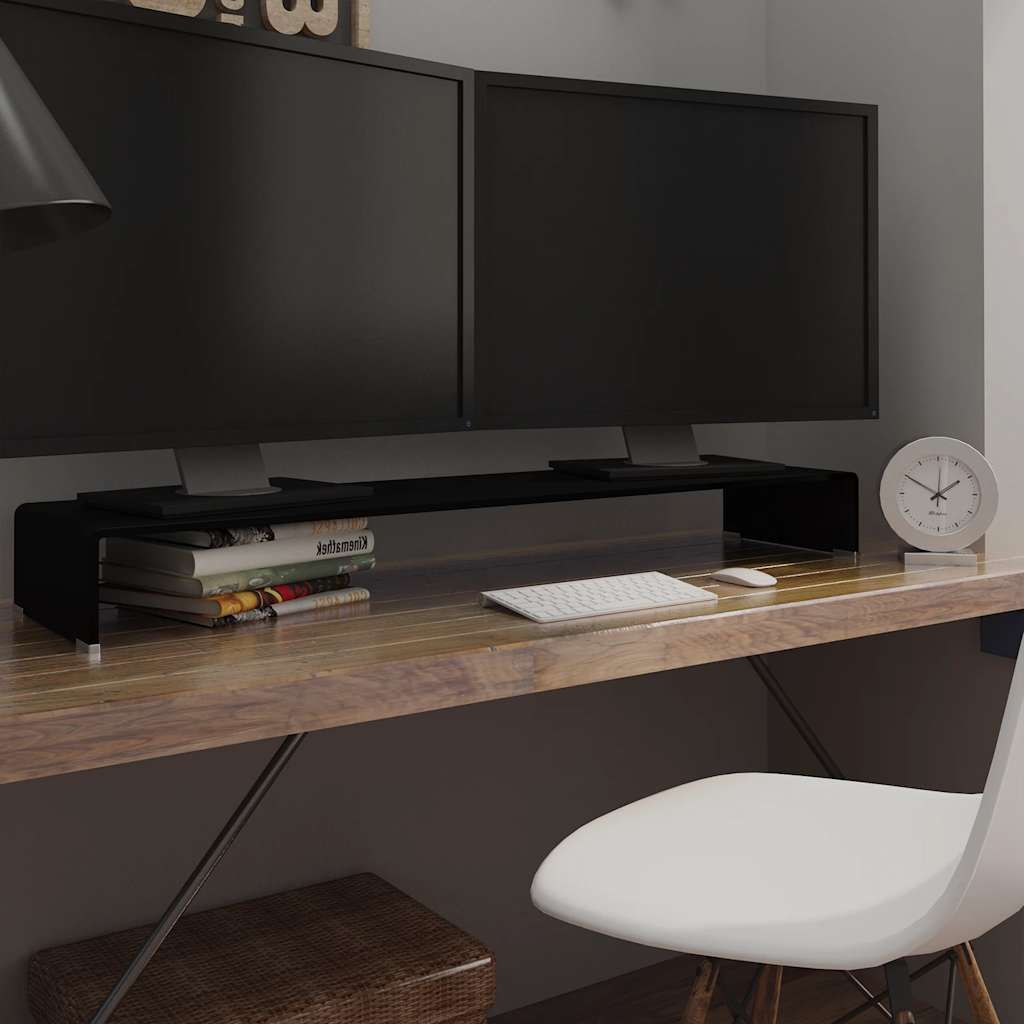Mobile/Rialzo Porta TV in Vetro Nero 120x30x13 cm vidaXL