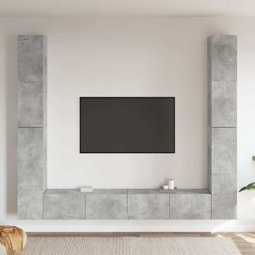 Set di Mobili Porta TV 6 pz Grigio Cemento in Legno Multistrato vidaXL