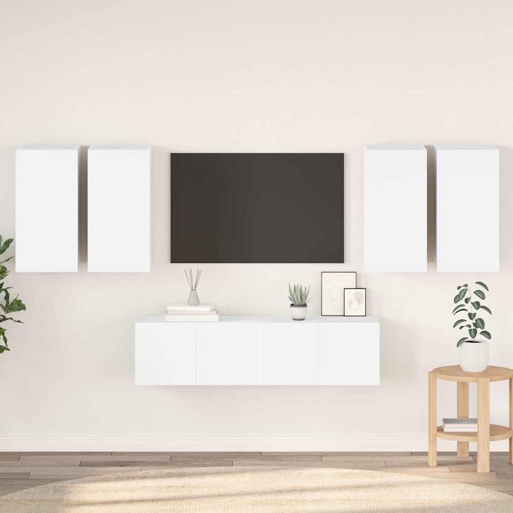 Set di Mobili Porta TV 6 pz Bianco in Legno Multistrato vidaXL