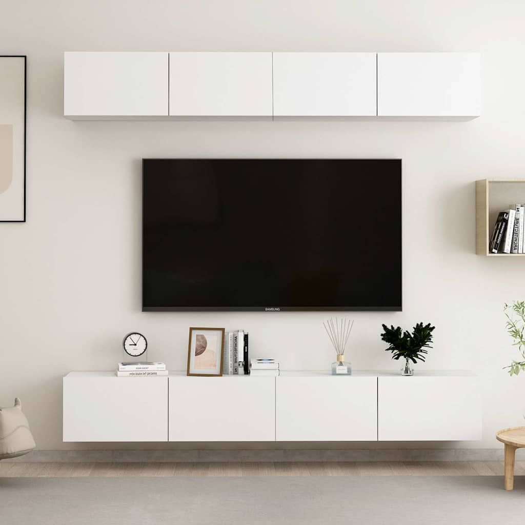Mobili Porta TV 4 pz Bianchi 100x30x30 cm in Legno Multistrato vidaXL