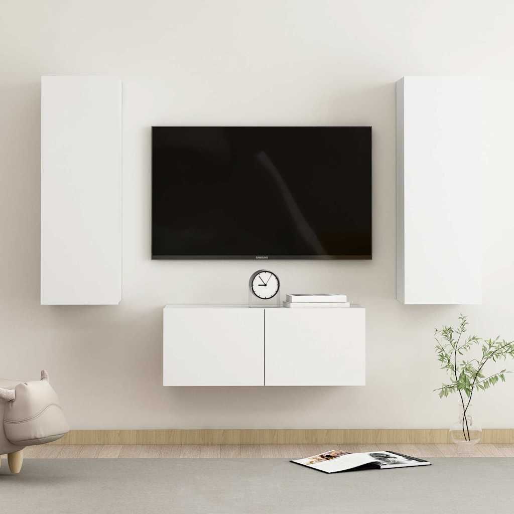 Set Mobili Porta TV 3 pz Bianco in Legno Multistrato vidaXL