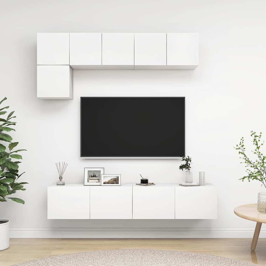 Set di Mobili Porta TV 5 pz Bianco in Legno Multistrato vidaXL