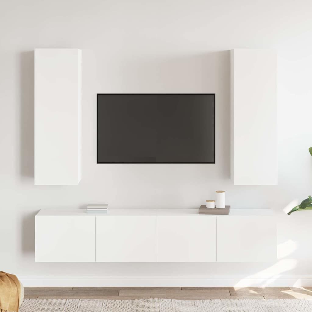 Set Mobili Porta TV 4 pz Bianco in Legno Multistrato vidaXL