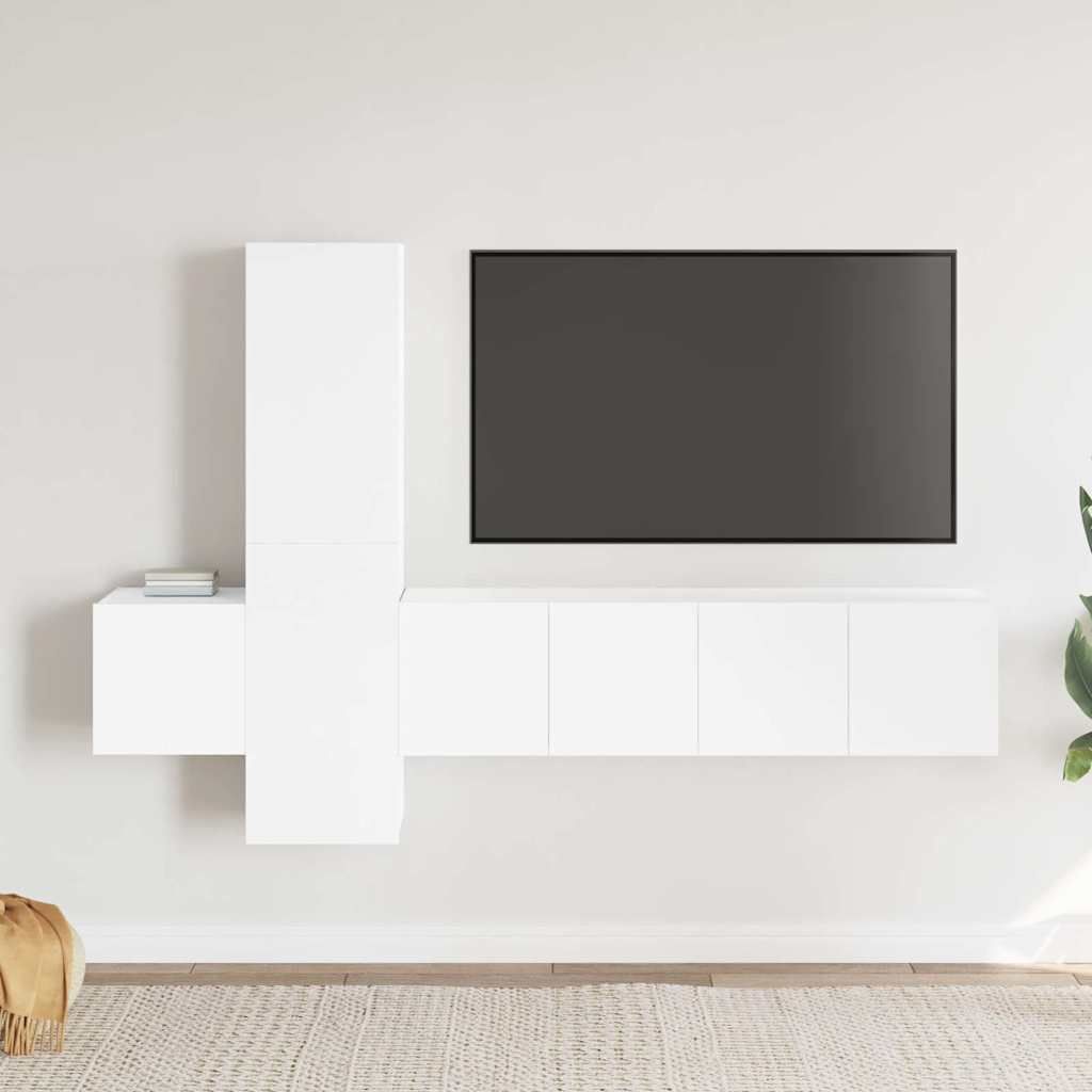 Set di Mobili Porta TV 5 pz Bianco in Legno Multistrato vidaXL