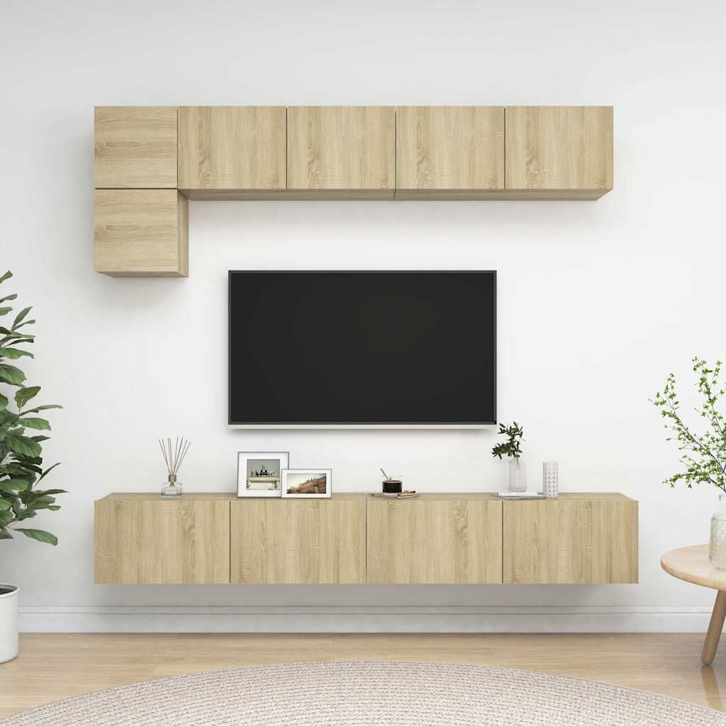 Set di Mobili TV 5 pz Rovere Sonoma in Legno Multistrato vidaXL