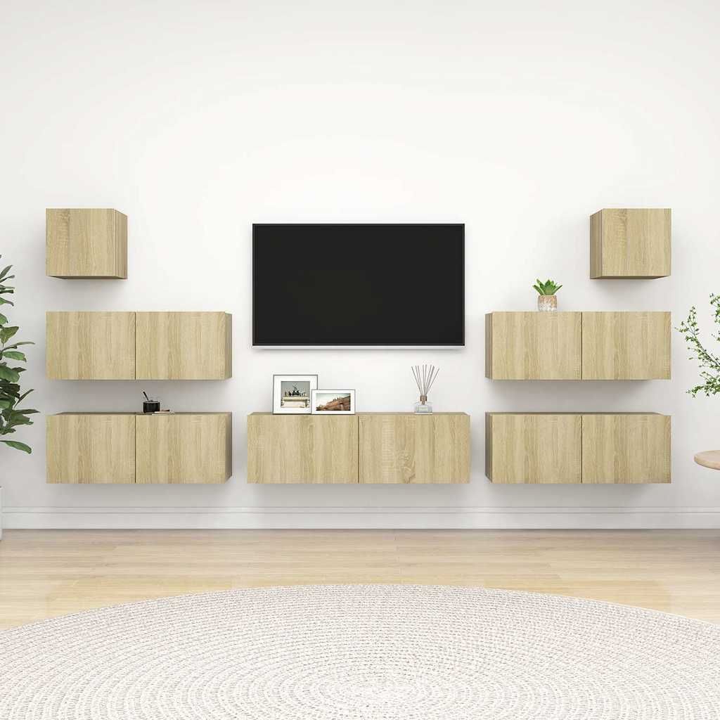 Set di Mobili Porta TV 7 pz Rovere Sonoma in Legno Multistrato vidaXL