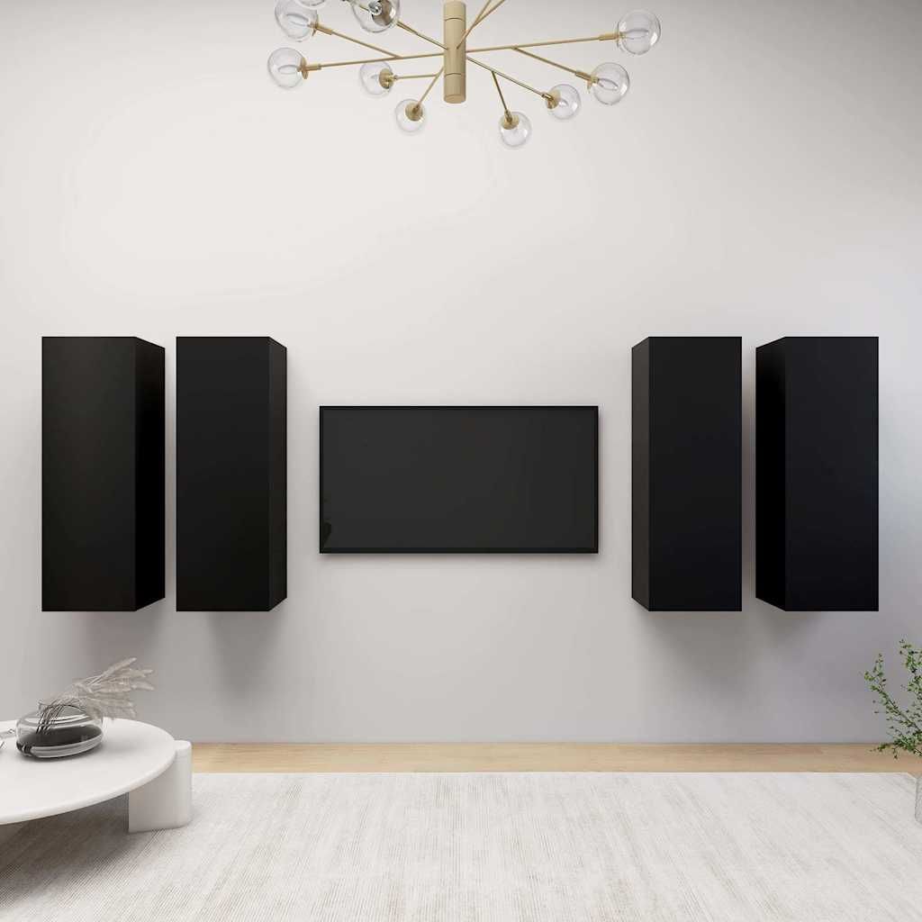 Mobili TV 4 pz Neri 30,5x30x90 cm in Legno Multistrato vidaXL