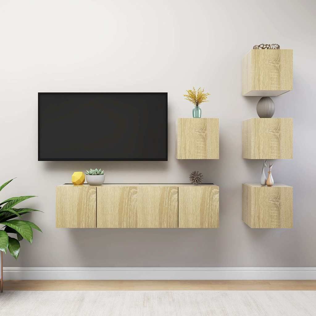 Set di Mobili Porta TV 6 pz Rovere Sonoma in Legno Multistrato vidaXL
