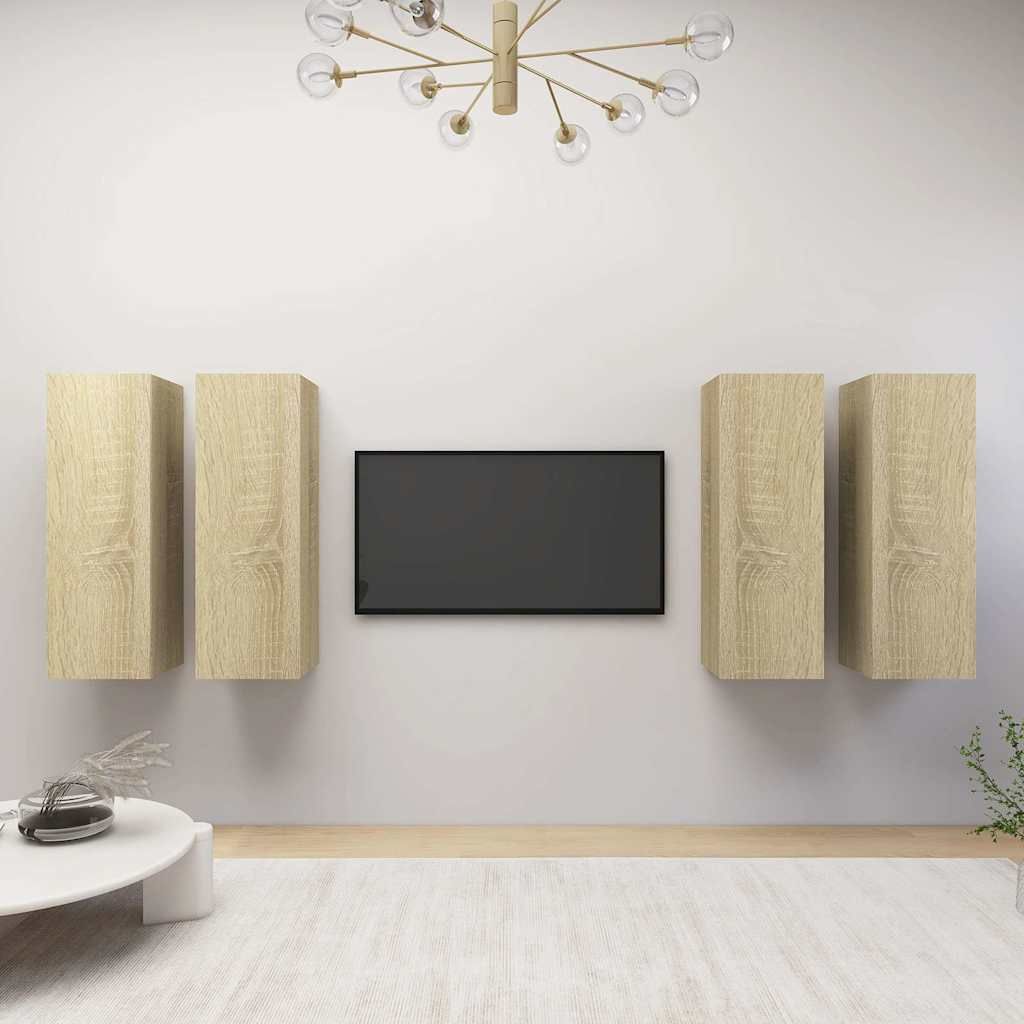 Mobili TV 4 pz Rovere Sonoma 30,5x30x90 cm in Legno Multistrato vidaXL