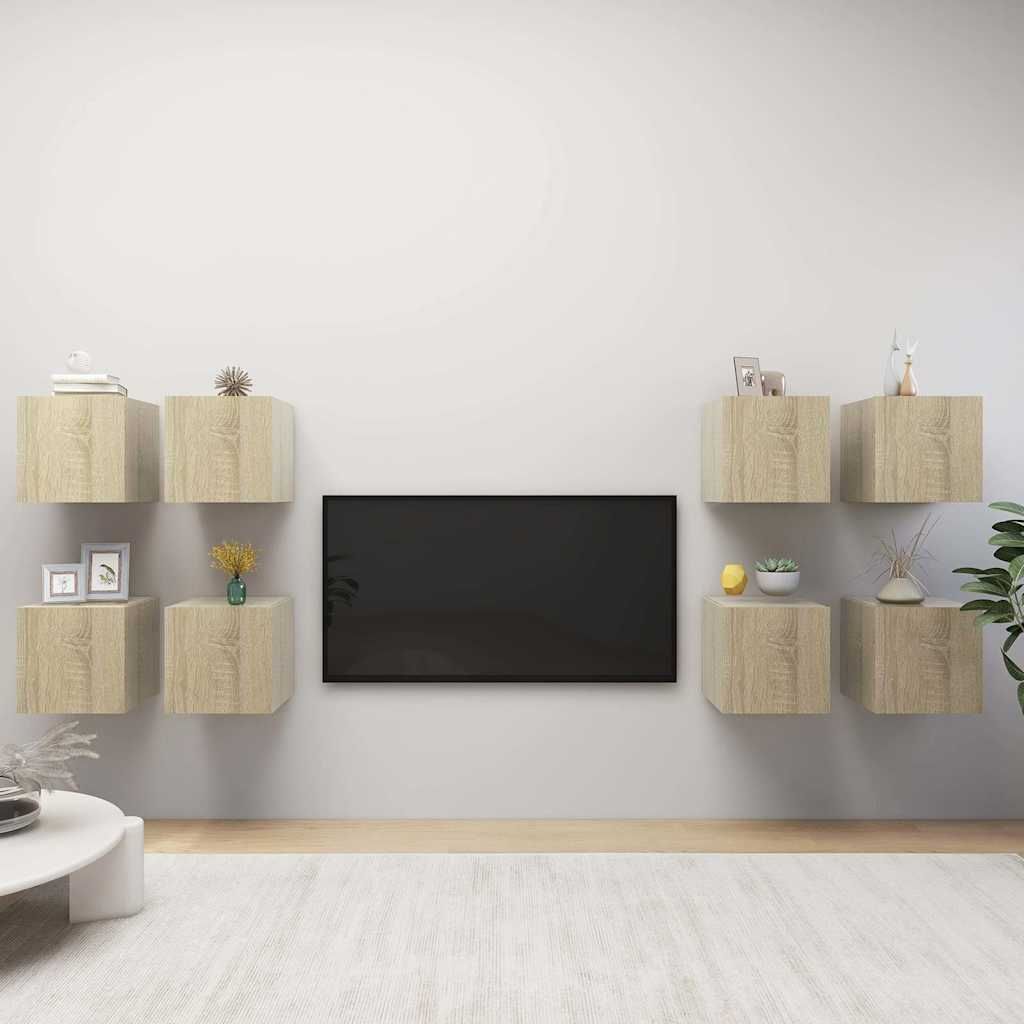 Mobili TV a Parete 8 pz Rovere Sonoma 30,5x30x30 cm vidaXL