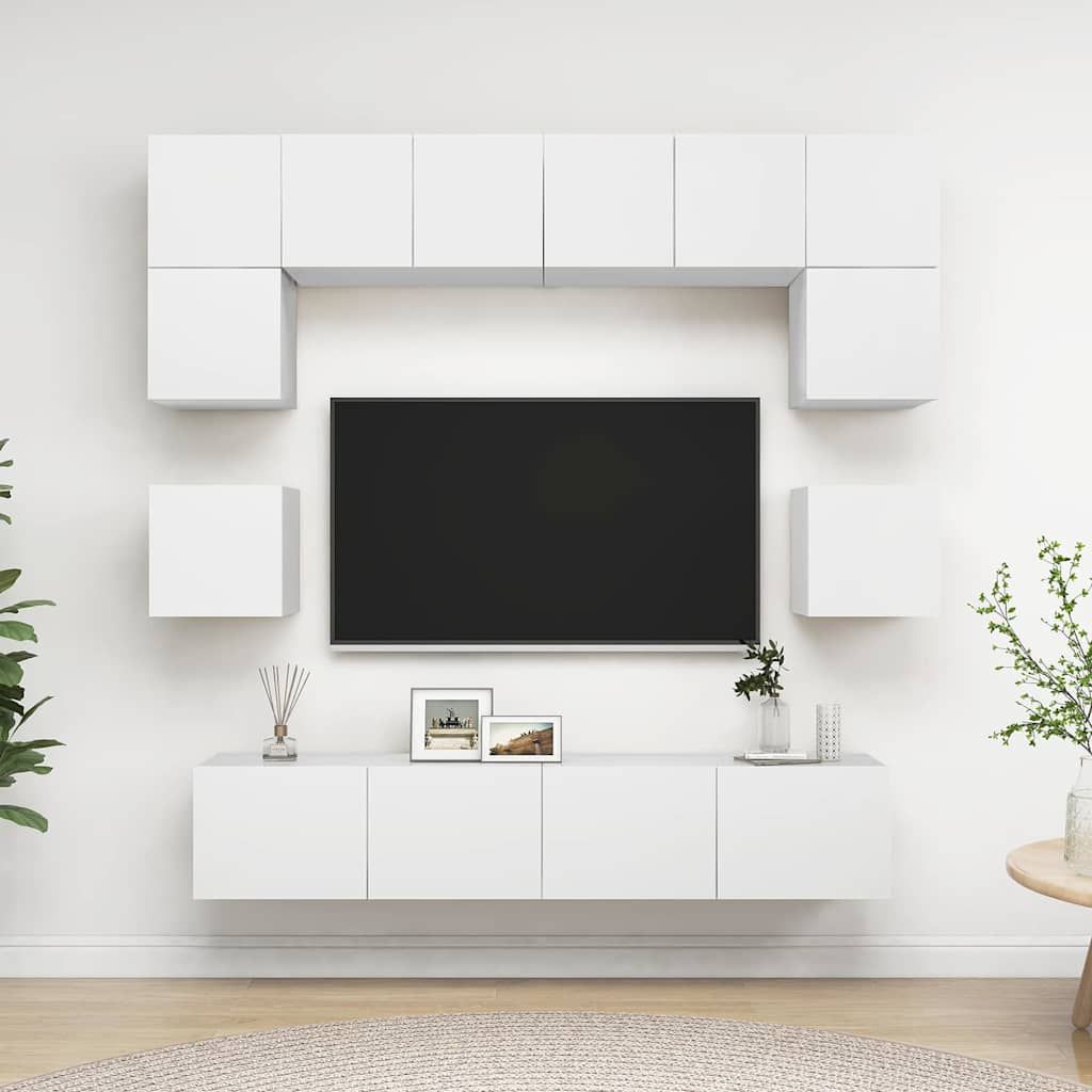 Set Mobili Porta TV 8 pz Bianco in Legno Multistrato vidaXL