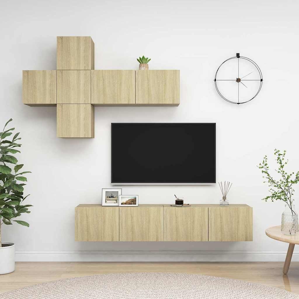 Set di Mobili Porta TV 7 pz Rovere Sonoma in Legno Multistrato vidaXL