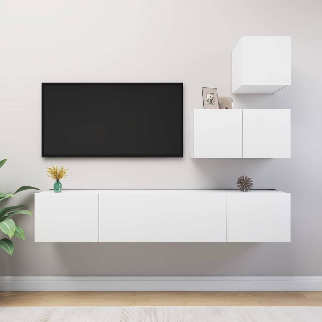 Set Mobili Porta TV 4 pz Bianco in Legno Multistrato vidaXL