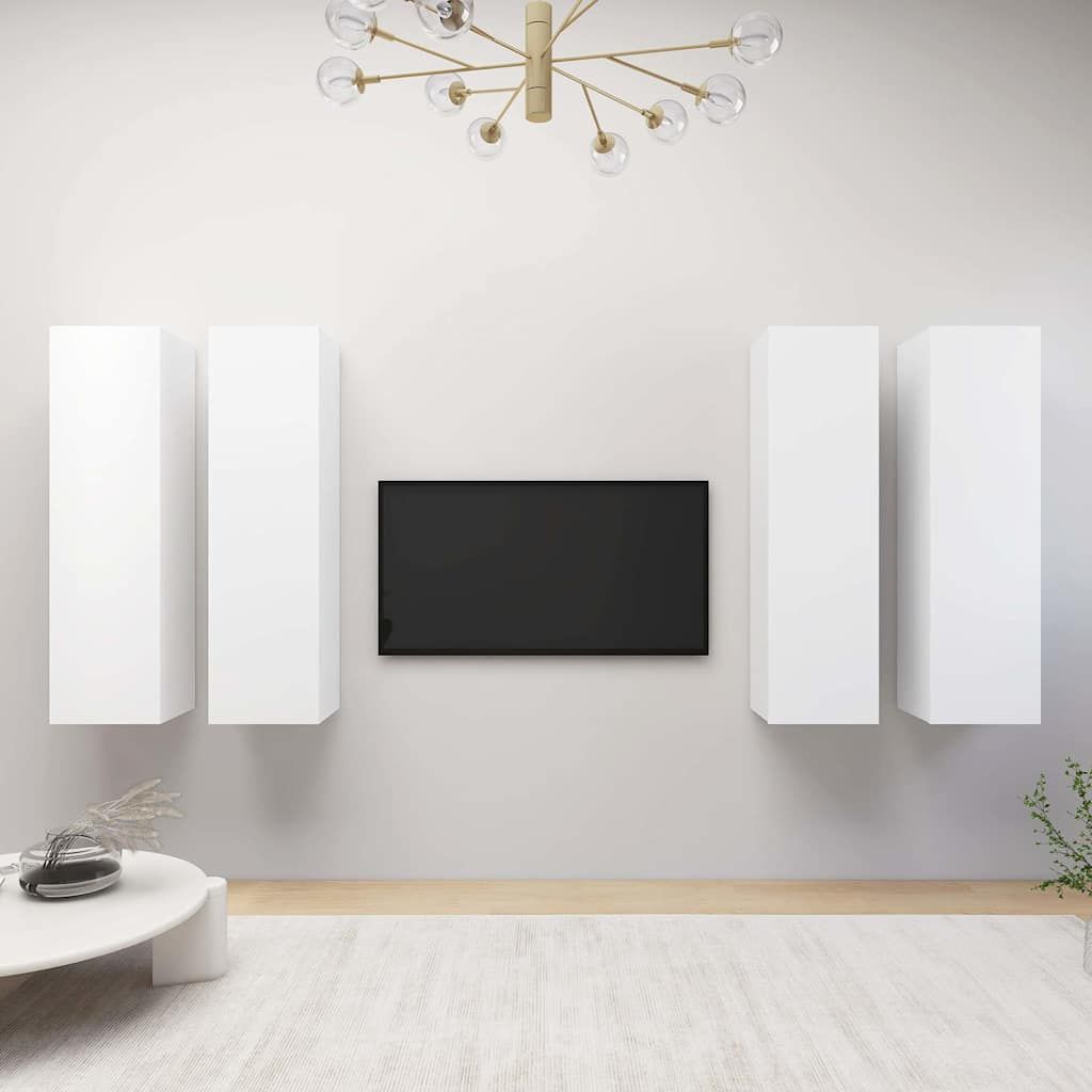 Mobili Porta TV 4pz Bianchi 30,5x30x110 cm in Legno Multistrato vidaXL