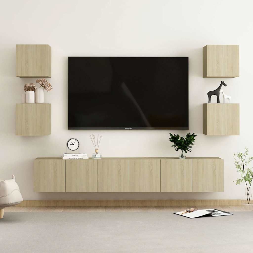 Set di Mobili Porta TV 7 pz Rovere Sonoma in Legno Multistrato vidaXL
