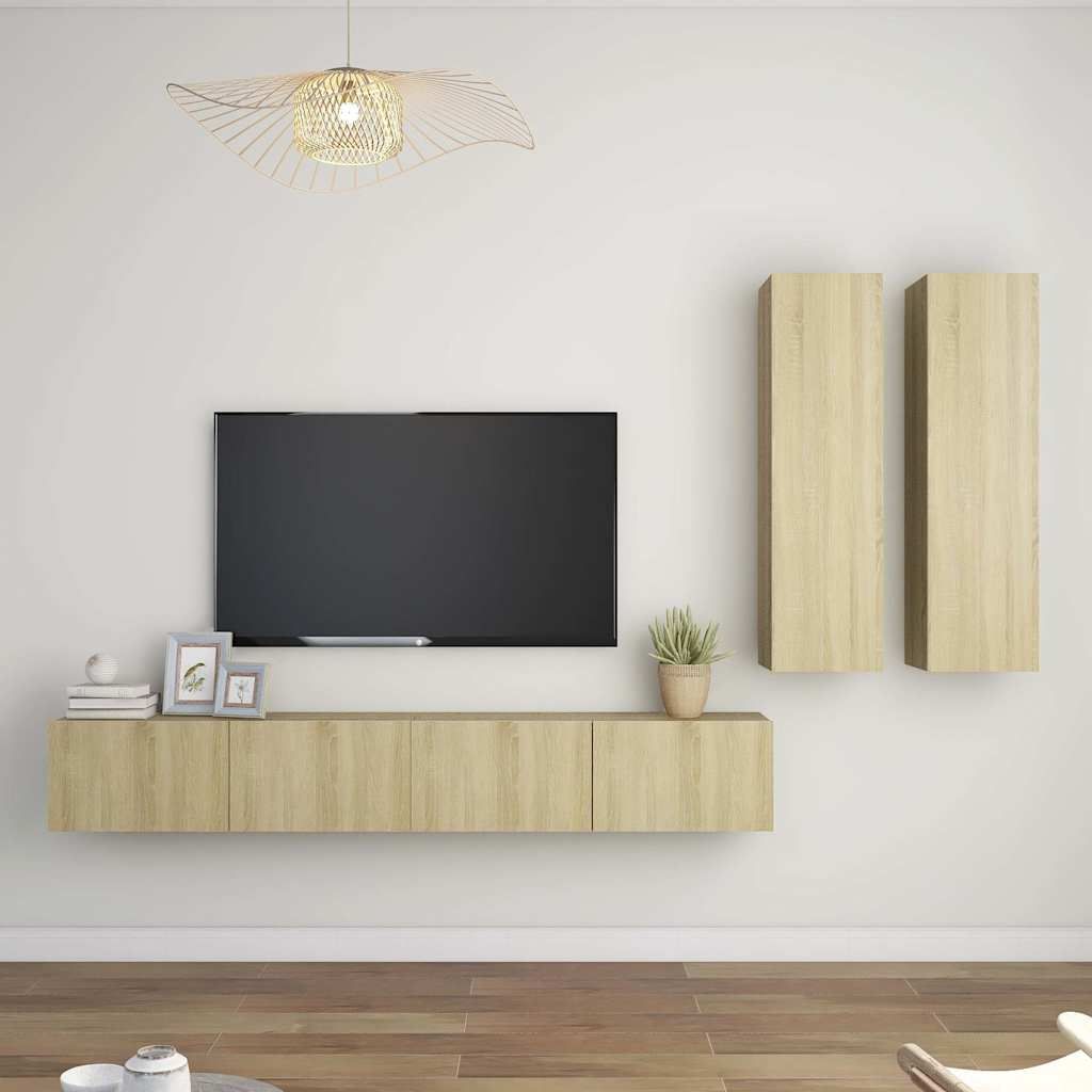 Set di Mobili Porta TV 4 pz Rovere Sonoma in Legno Multistrato vidaXL