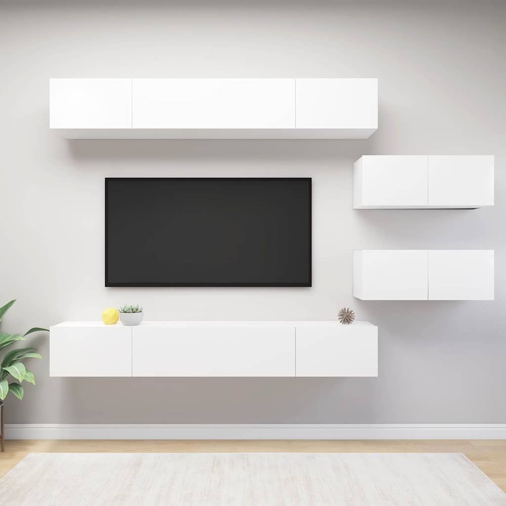 Set Mobili Porta TV 6 pz Bianco in Legno Multistrato vidaXL