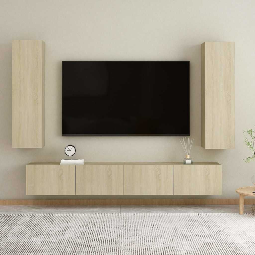 Set di Mobili Porta TV 4 pz Rovere Sonoma in Legno Multistrato vidaXL