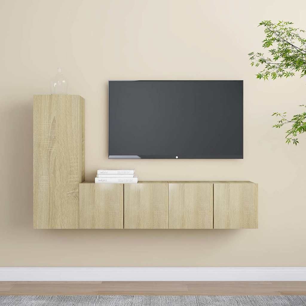 Set di Mobili Porta TV 3 pz Rovere Sonoma in Legno Multistrato vidaXL